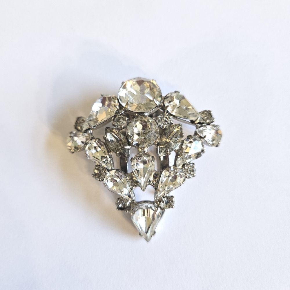 1930s Art Deco Clear Diamante Rhinestone Fur Dress Clip Pat. 1801128 AE Waller